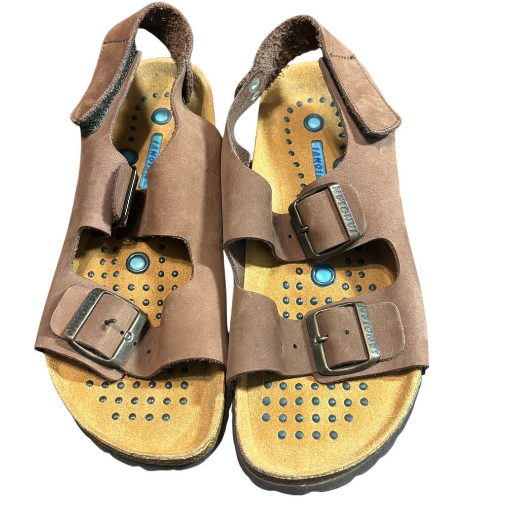 Sanosan Brown Nubuck Leather Comfort Sandals Adjustable Buckles EU 39 Women